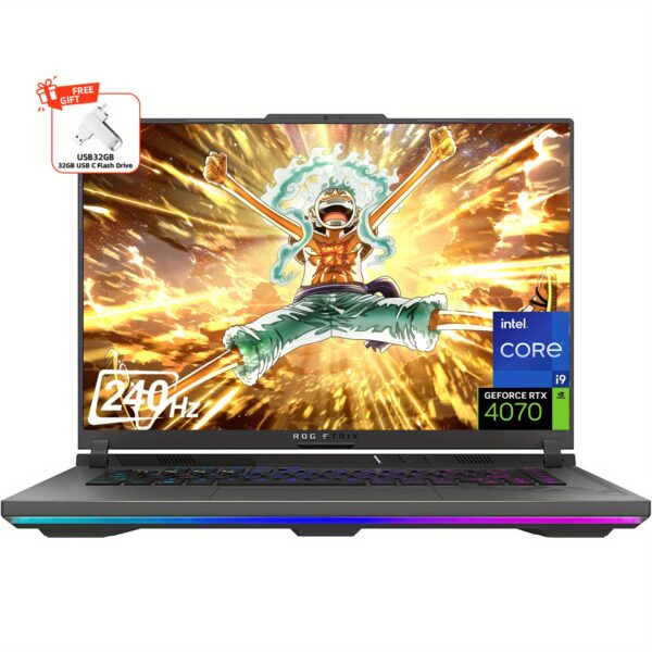 ASUS ROG Strix G16 Gaming Laptop 16" WQXGA 240Hz Display, NVIDIA GeForce RTX 4070, Intel Core i9-14900HX, 64GB DDR5 RAM, 4TB SSD, Wi-Fi 6E, Backlit Keyboard, Windows 11 Home, 32GB USB, Eclipse Gray, Vibrant Display, Highrefresh Rate