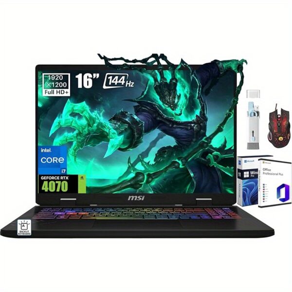 MSI Crosshair 16 Gaming Laptop, Intel Core i7 14650HX(Up to 5.2GHz), NVIDIA RTX 4070, 16" 144Hz 16:10 FHD+ IPS Display, 64 GB DDR5, 4 TB SSD, Windows 11 Pro& MS Office Pro License, w/Accessories - Image 3
