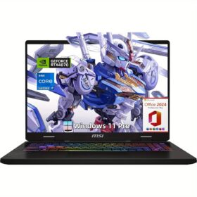 MSI Crosshair 16 Gaming Laptop- with Office 2024 Lifetime License, 16" FHD+ IPS Display, GeForce RTX 4070, Intel 16-Core i7-14650HX, 64 GB DDR5 RAM, 4 TB SSD, Backlit Keyboard, Wi-Fi, Windows 11 Pro