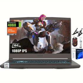 MSI Thin 15 Gaming Laptop, AMD Ryzen 9 8945HS (Beat i9-13900H, Up to 5.2GHz), NVIDIA RTX 4060, 15.6" 144 Hz IPS, 16 GB DDR5, 1 TB SSD, Windows 11 Pro& Microsoft Office Pro, w/Bonus Accessories