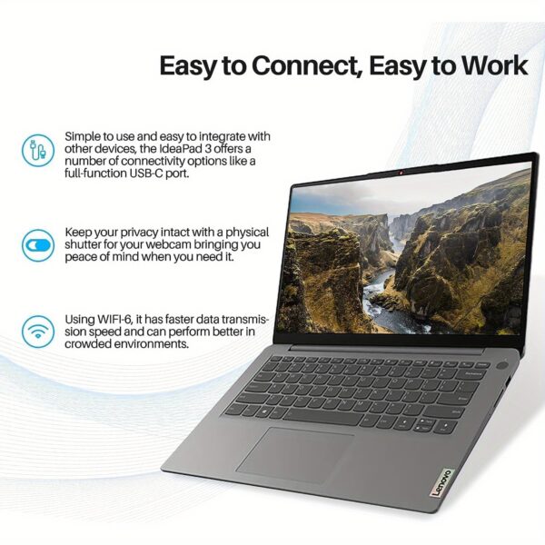Lenovo IdeaPad 3 Laptop, 14" FHD Display, AMD Ryzen 7 5700U Processor, 20GB RAM, 2TB SSD, AMD Radeon Graphics, Student& Business, Wi-Fi 6, Windows 11 Home, Cloud Grey - Image 8