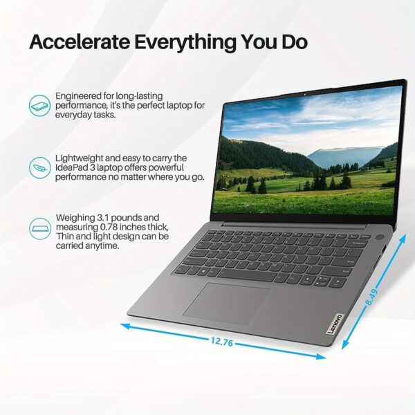 Lenovo IdeaPad 3 Laptop, 14" FHD Display, AMD Ryzen 7 5700U Processor, 20GB RAM, 2TB SSD, AMD Radeon Graphics, Student& Business, Wi-Fi 6, Windows 11 Home, Cloud Grey - Image 5